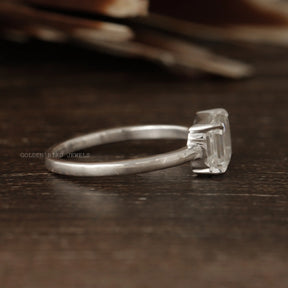 [Moissanite Radiant Cut Engagement Ring In 14K White Gold]-[Golden Bird Jewels]