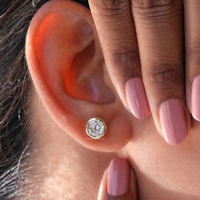 Front view of Colorless Portuguese Cut Studs
