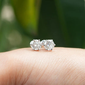 [Pair Of a Colorless Portuguese Cut Moissanite Wedding Earrings]-[Golden Bird Jewels]