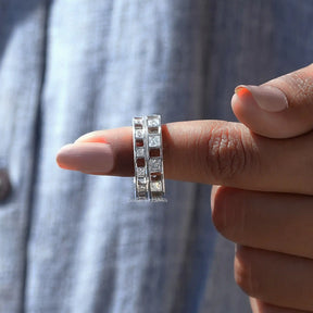[Colorless Princess Cut Moissanite Eternity Wedding Band]-[Golden Bird Jewels]