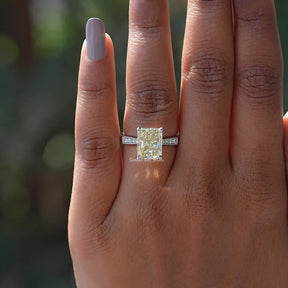 View of Radiant Cut Moissanite Ring In finger