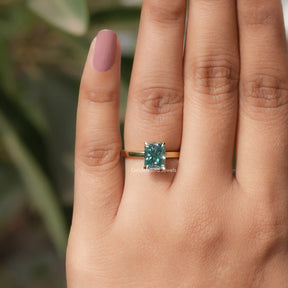 View of Moissanite Radiant Cut Solitaire Ring