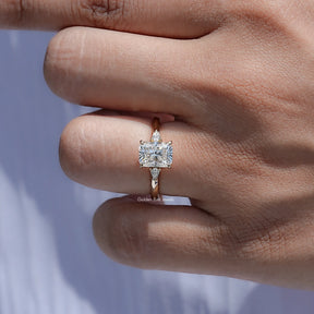 Radiant Cut Moissanite Three Stone Engagement Ring