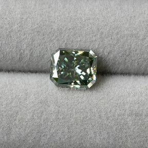 View of Blue Green Radiant Cut Loose Moissanite