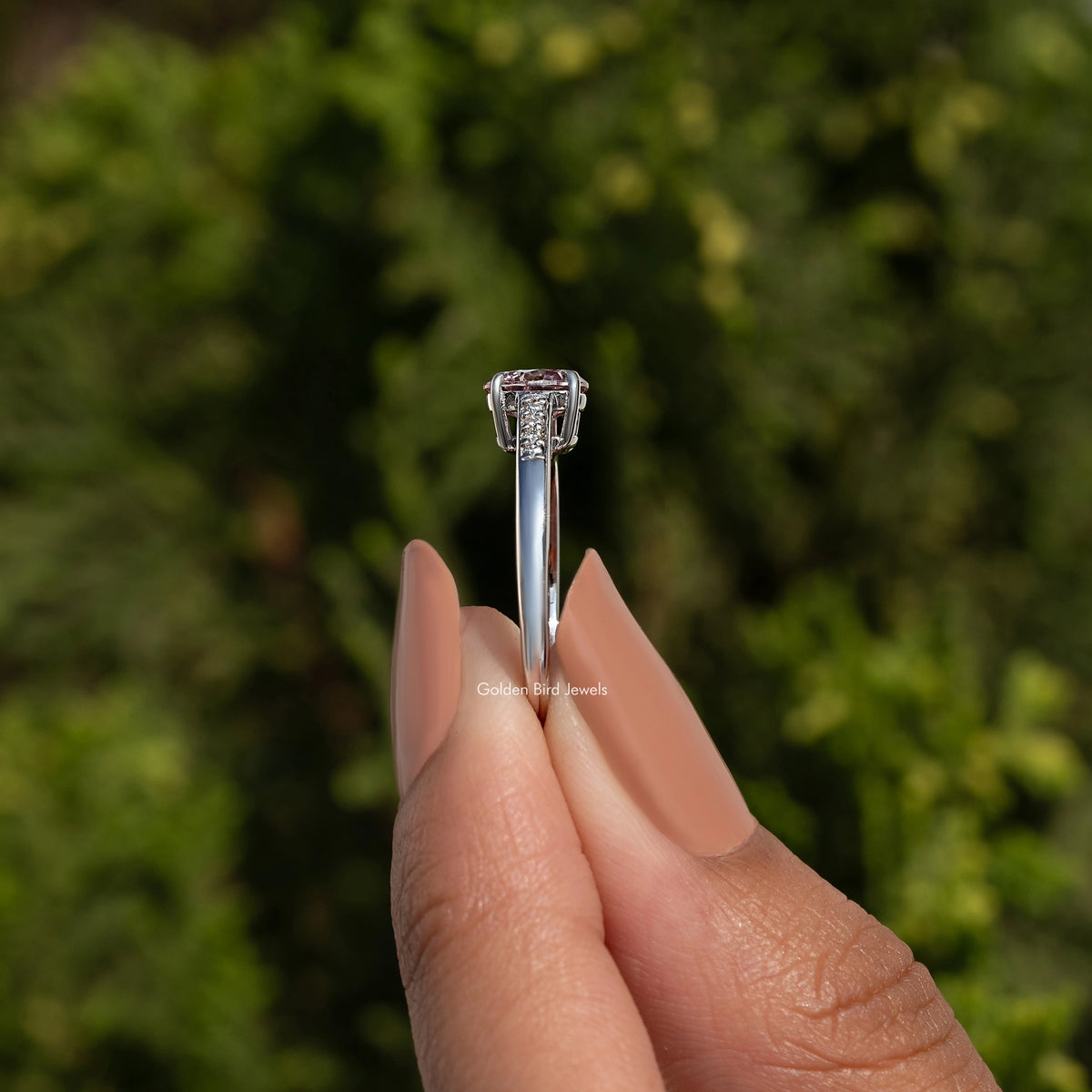 Round Cut Moissanite Accent Ring