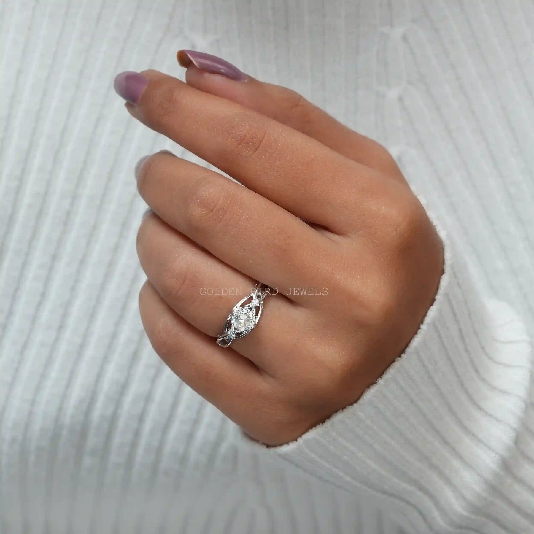 [This anniversary round cut ring set in round cut side stones]-[Golden Bird Jewels]