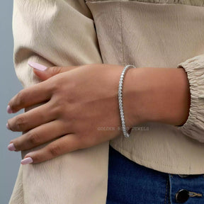 [This round cut moissanite bracelet for women]-[Golden Bird Jewels]