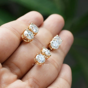 [Moissanite stud earrings crafted with yellow gold and prong setting]-[Golden Bird Jewels]