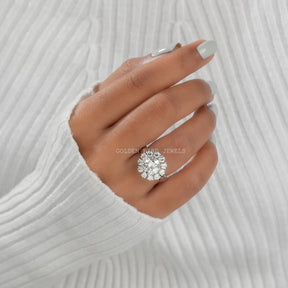 Old European Round Cut Moissanite Ring In White Gold