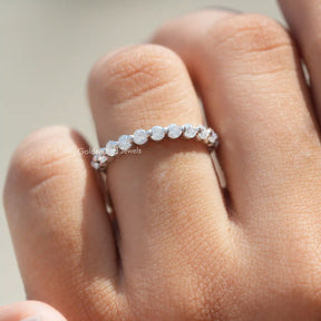 [Half Eternity Round Cut Moissanite Band]-[Golden Bird Jewels]