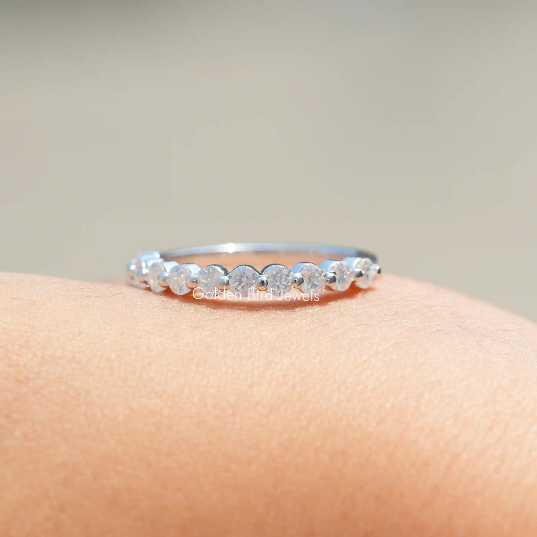 [Colorless Round Half Eternity Band]-[Golden Bird Jewels]