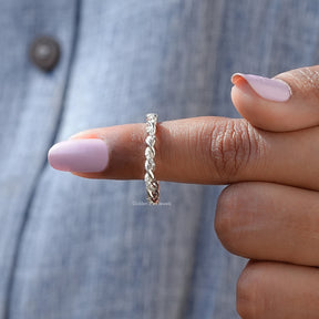 [White Gold Round Cut Twisted Band]-[Golden Bird Jewels]