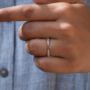 [Open Cuff Round Cut Moissanite Eternity Band]-[Golden Bird Jewels]