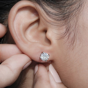 Round Cut Moissanite Stud Earrings