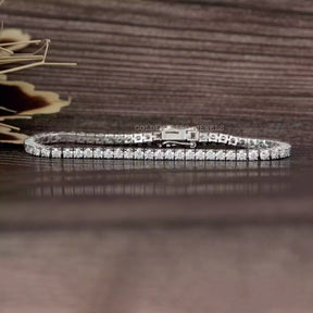 [Moissanite round cut bezel set bracelet made of vvs clarity]-[Golden Bird Jewels]
