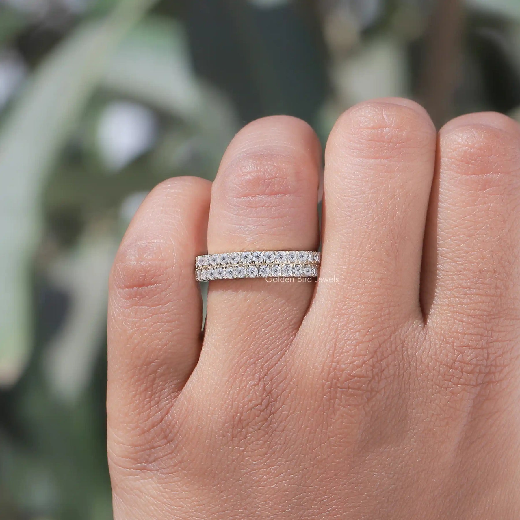 Moissanite Half Eternity Band Golden Bird Jewels