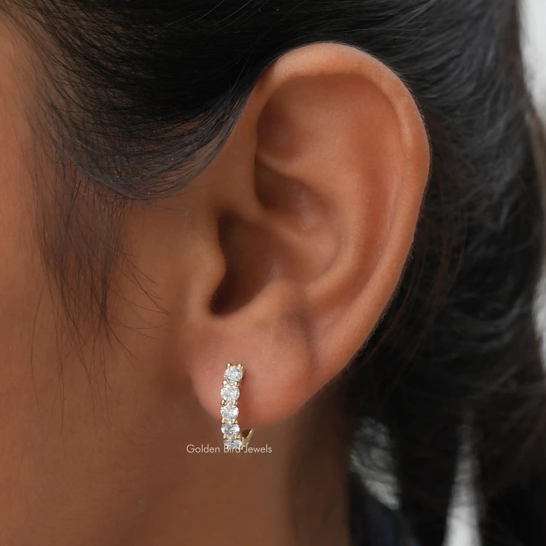[This moissanite hoops earrings made of vvs clarity]-[Golden Bird Jewels]