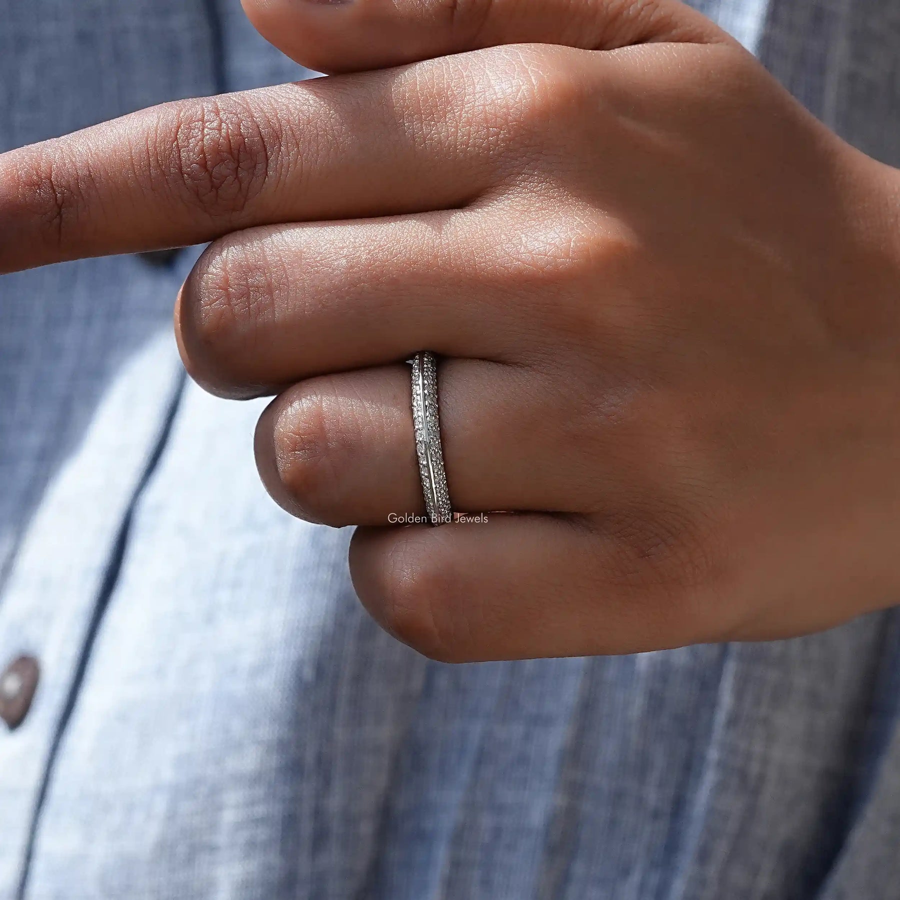Moissanite micro pave band sales