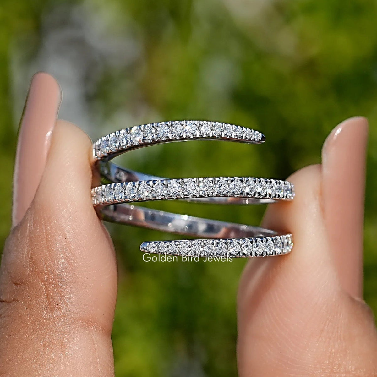 Moissanite Round Cut Spiral Eternity Band