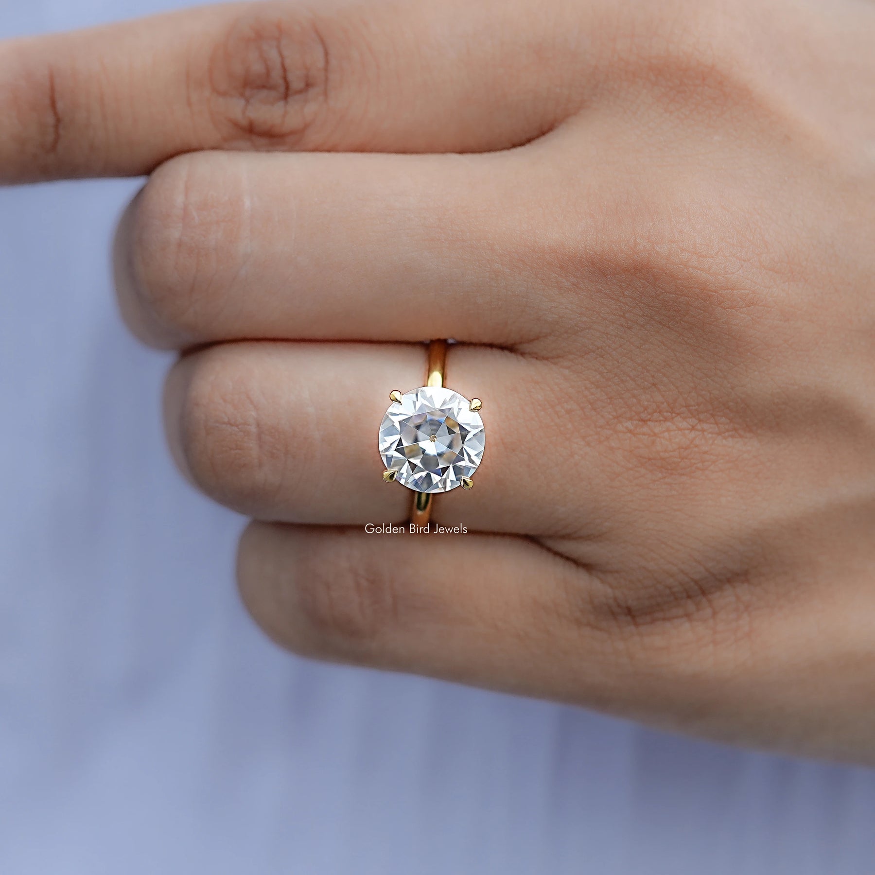 Old European Round Moissanite Solitaire Engagement Ring