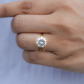 Old European Round Moissanite Solitaire Engagement Ring