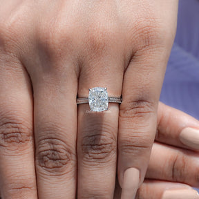 Elongated Cushion Cut Moissanite Solitaire Ring