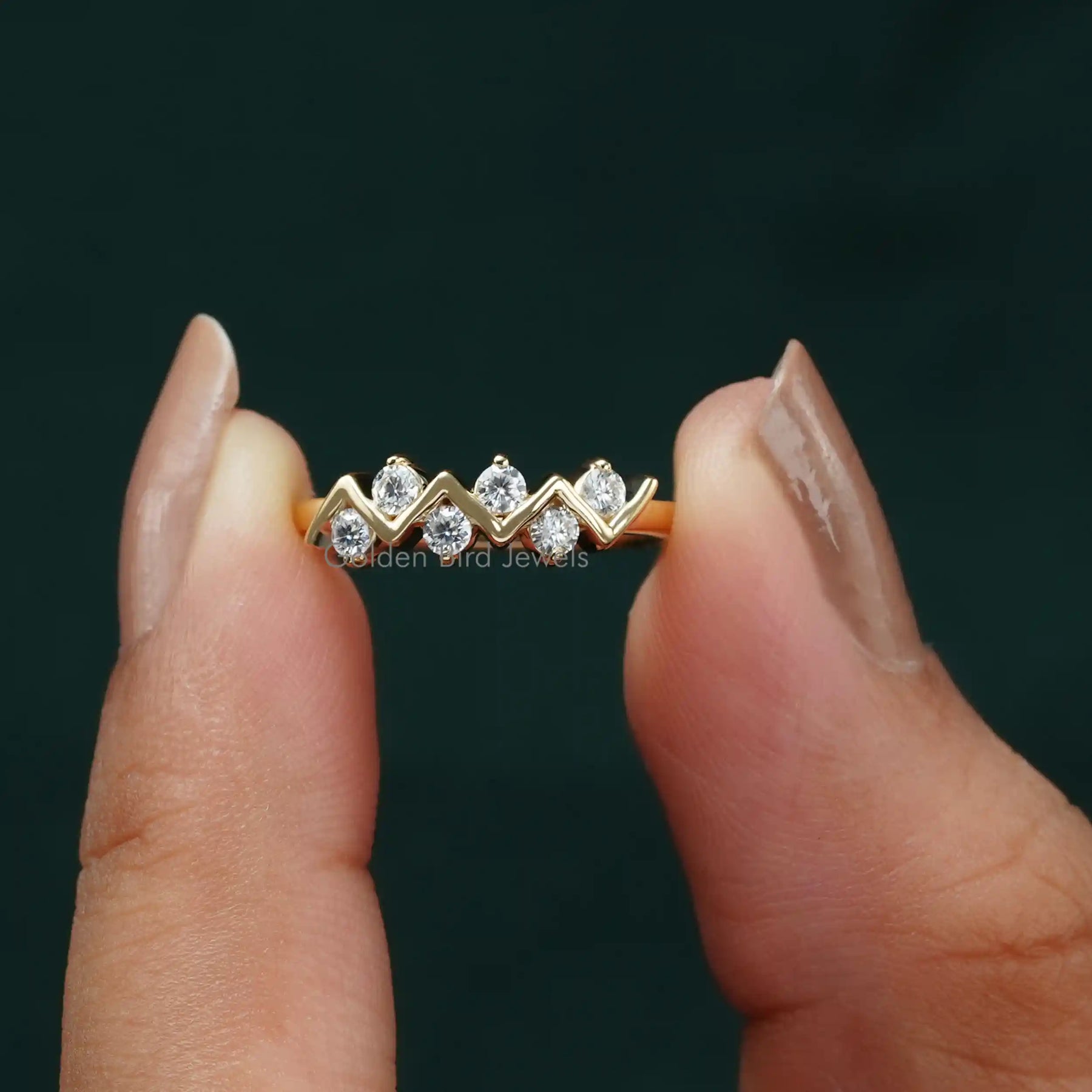 [Round Cut Eternity Moissanite Band Set In Prongs Setting]-[Golden Bird Jewels]