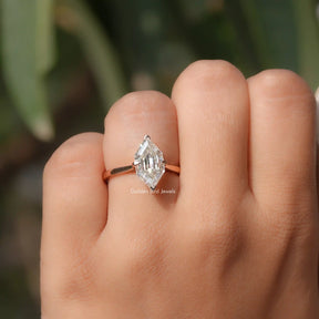 Elegant Step Cut Dutch Marquise Solitaire Ring worn on finger