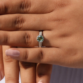 Moissanite Octagon Accent Stone Ring In White Gold