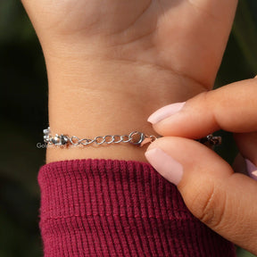 Back view of moissanite trillion cut bracelet