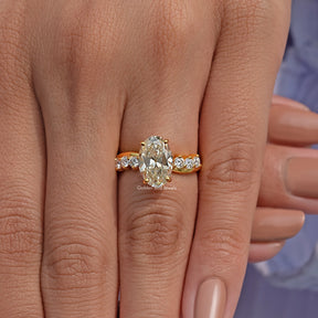 Moissanite Old Mine Oval Cut Accent Stone Infinite Ring
