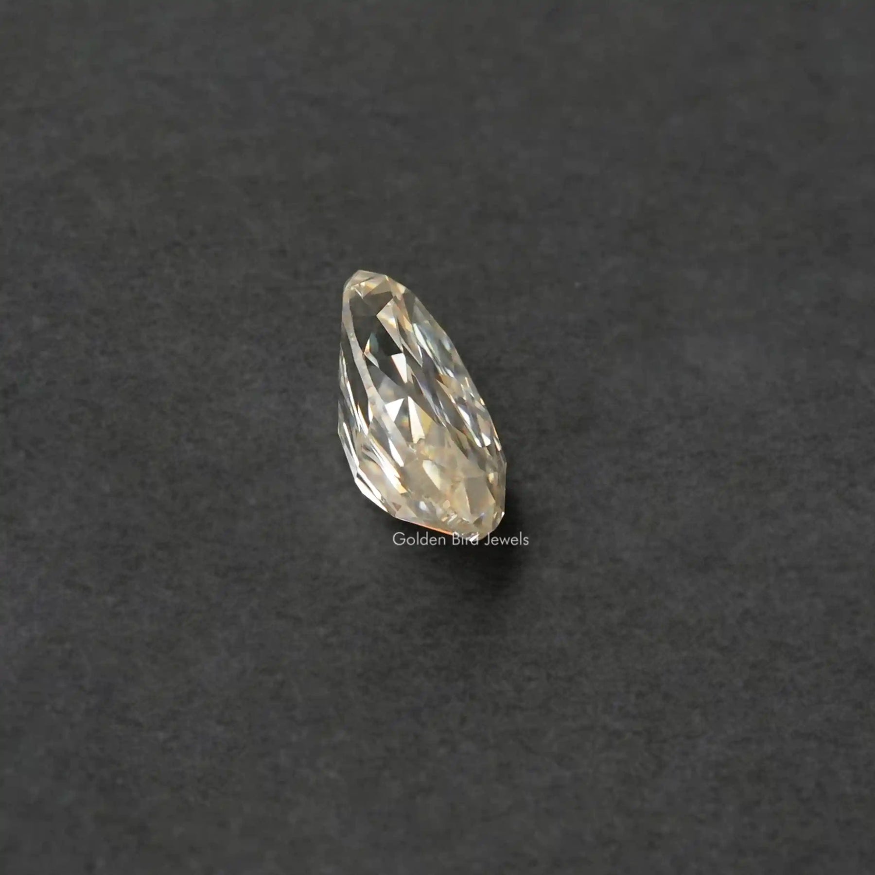 [Side view of moval cut loose moissanite stone]-[Golden Bird Jewels]