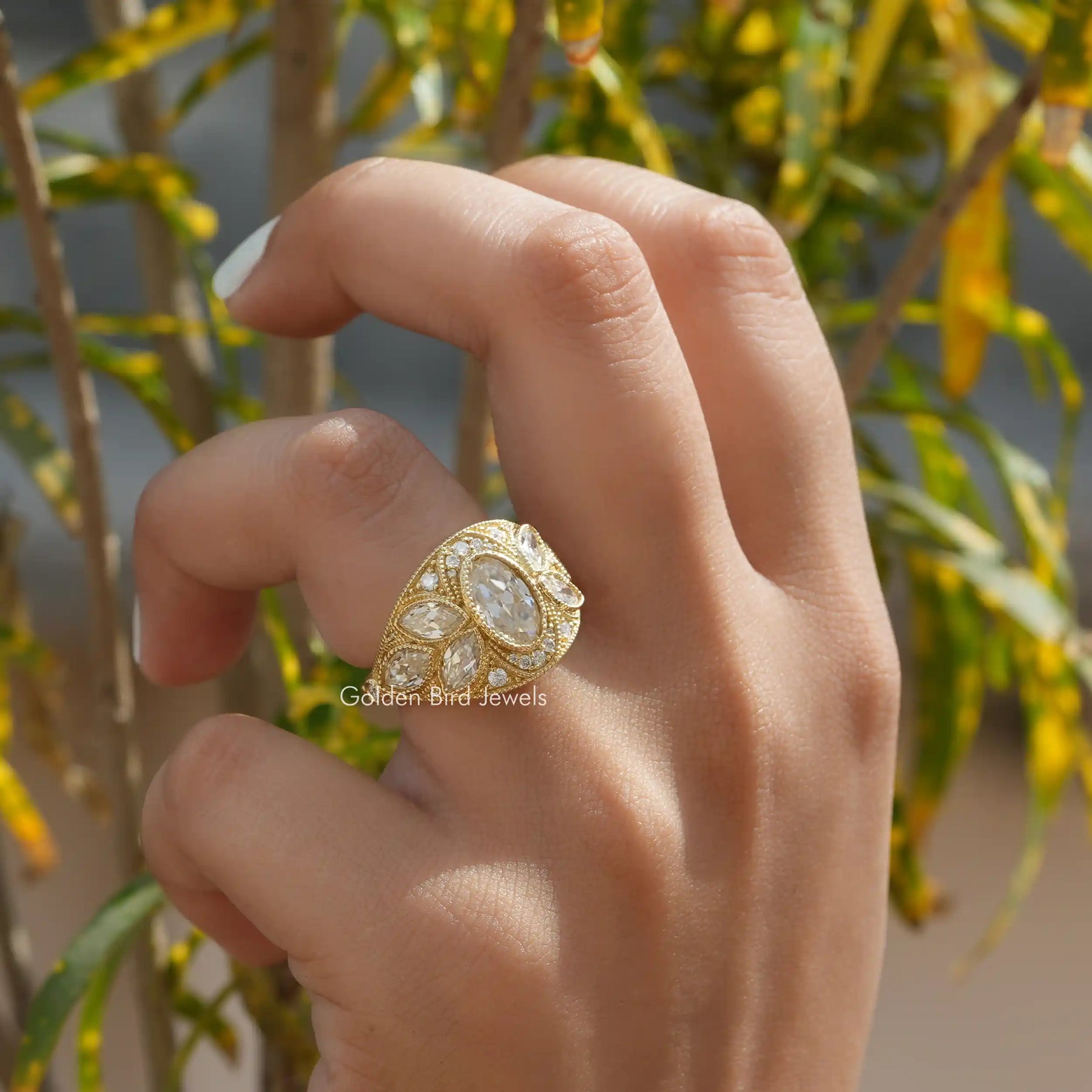 Moval Old Mine Cut Vintage Engagement Ring