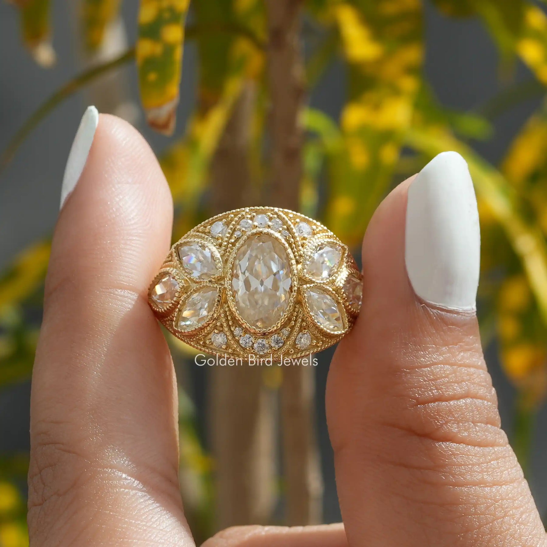 Moval Old Mine Cut Vintage Engagement Ring