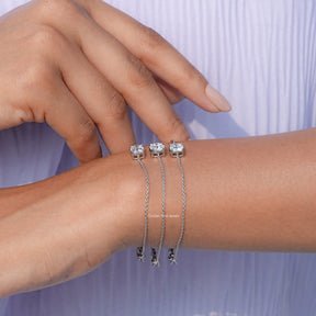 Side view of lab multi shaped Bracelet In White Gold