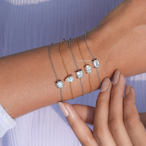 Multi Shape Moissanite Solitaire Chain Bracelet