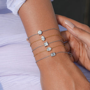Multi Shape Moissanite Solitaire Chain Bracelet