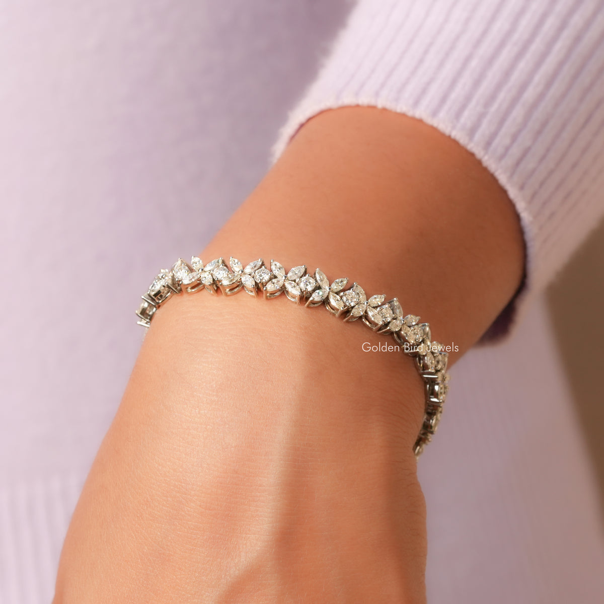 Marquise And Round Cut Moissanite Multi Stone Bracelet
