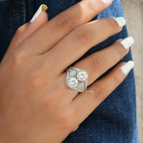 [Vintage OEC Round Cut Moissanite Engagement Ring]-[Golden Bird Jewels]