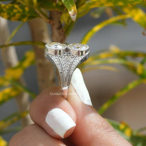 [OEC Moissanite Ring In 14K White Gold]-[Golden Bird Jewels]