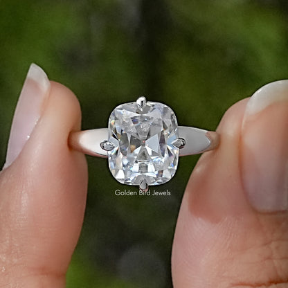Old Mine Cushion Moissanite Solitaire Engagement Ring