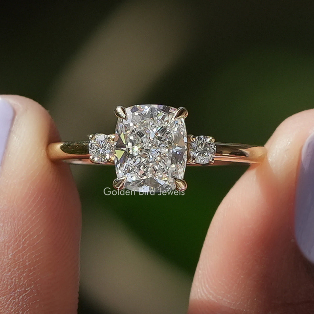 Cushion Diamond Three Stone Ring