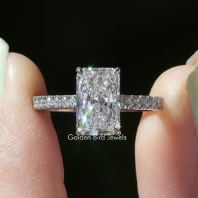 Radiant Cut Solitaire With Accent Diamond Ring