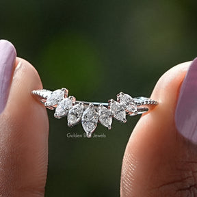 Marquise Cut Curved Stackable Diamond Band
