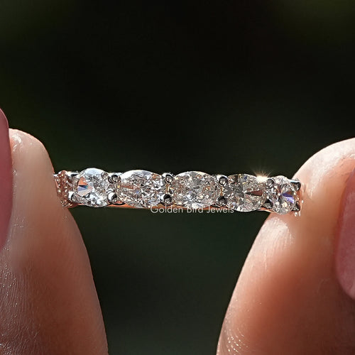 East West Oval Diamond Eternity Wedding Band