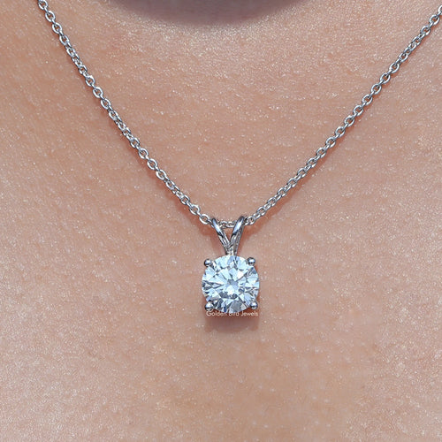 Round Shaped Lab Diamond Solitaire Pendant