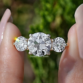 Old European Round Diamond Three Stone Ring