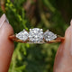 Pear And Round Cut Lab Diamond Three Stone Ring