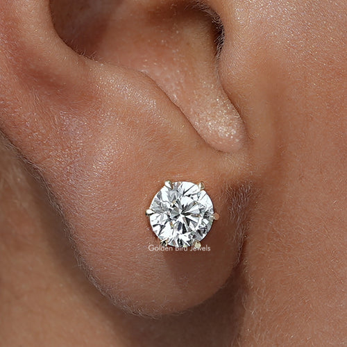 Lab Diamond Round Shaped Solitaire Stud Earrings