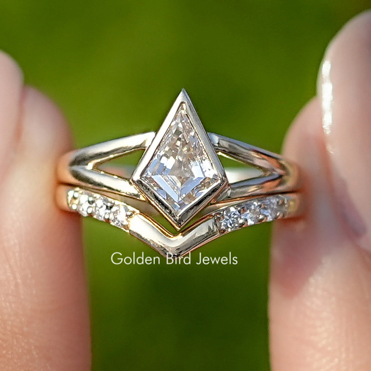 Kite Cut Lab Diamond Bridal Ring Set